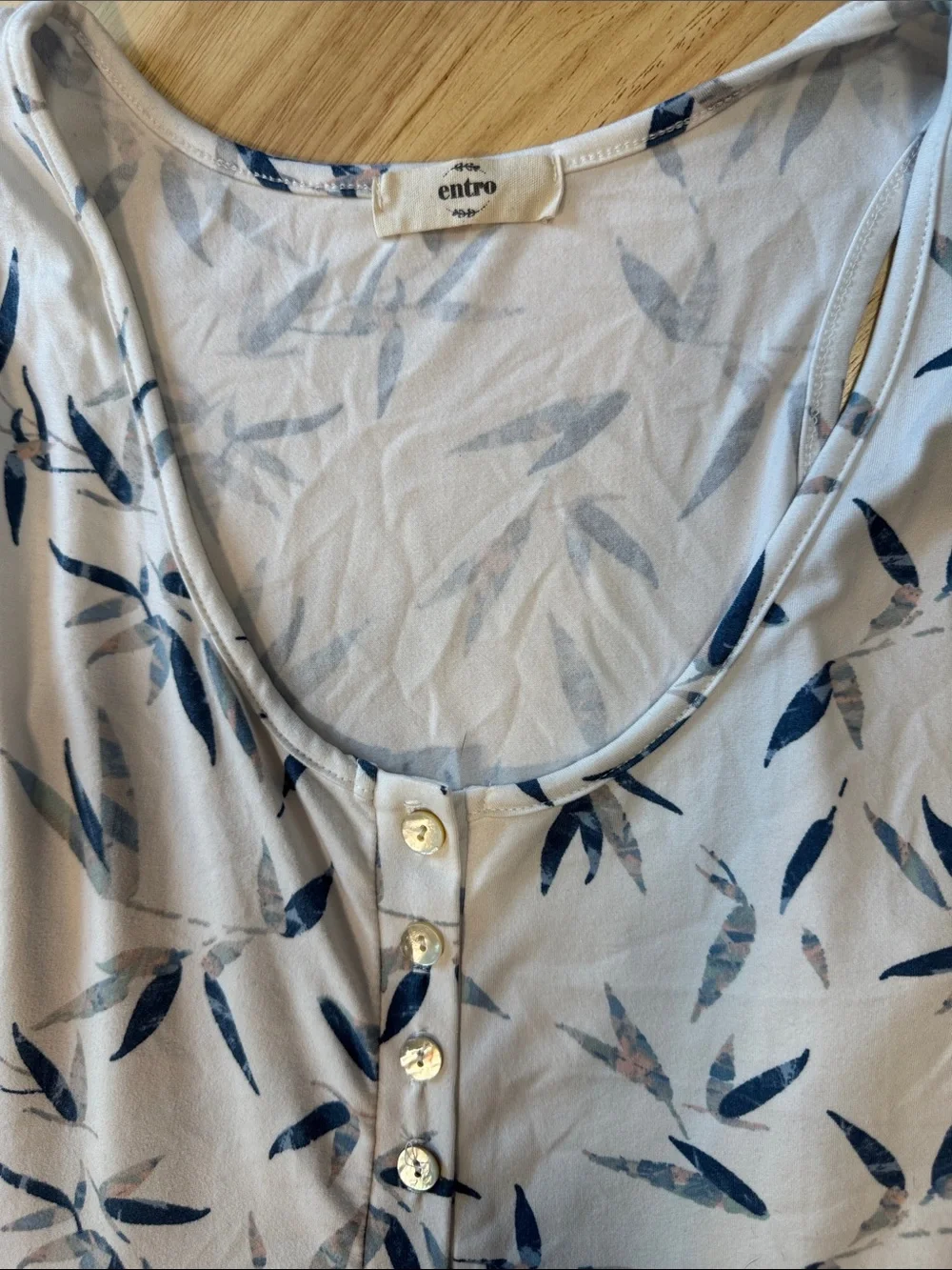 entro White Tiered Mini Dress with Blue Leaf Print